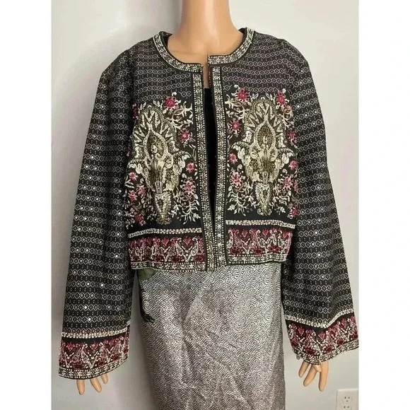 Soft Surroundings Mandala Bolero Jacket size 2X New Beaded sequin embellished - Picture 3 of 14